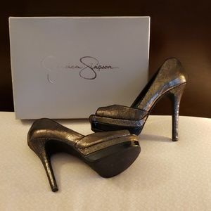 Black and gold heels